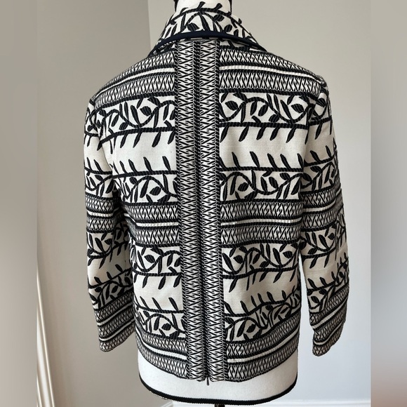 Tory Burch Tweed embroidered jacket with back details black and white size 4 - Picture 2 of 14